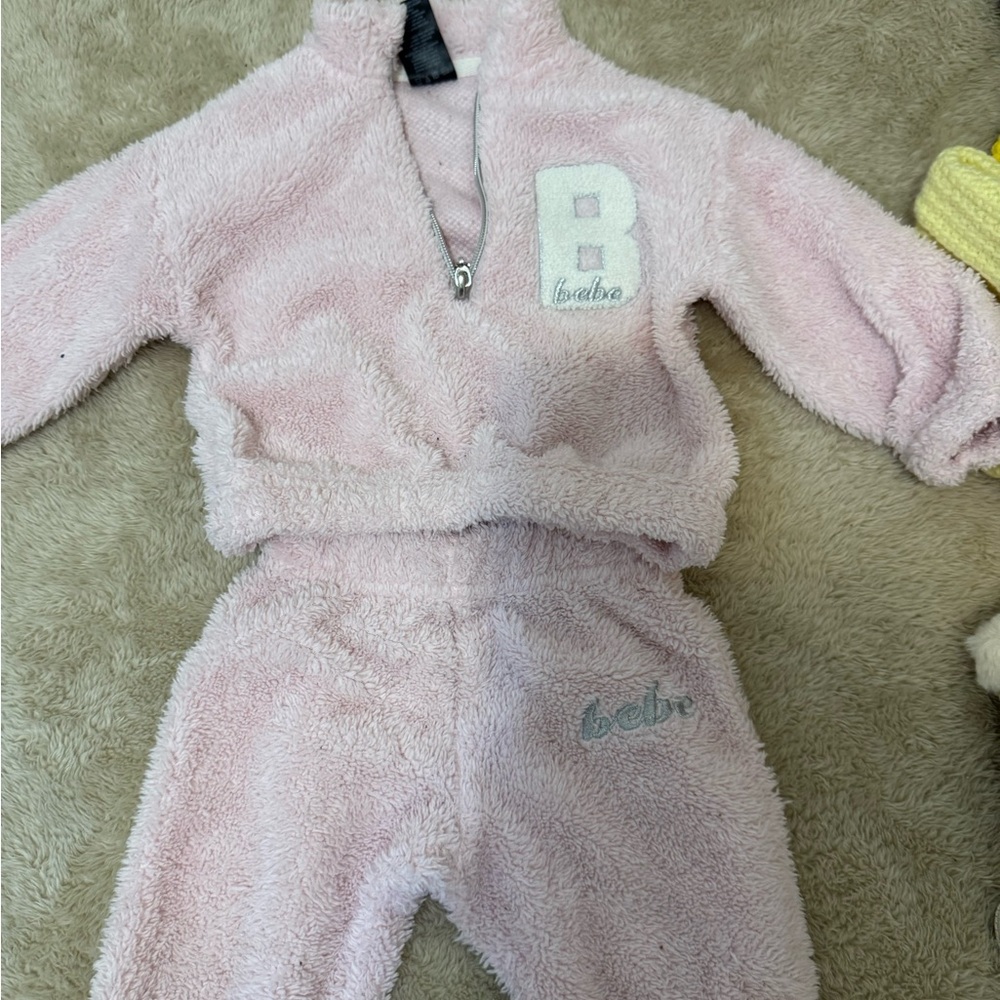 Pink Fuzzy Baby Outfit with B Logo